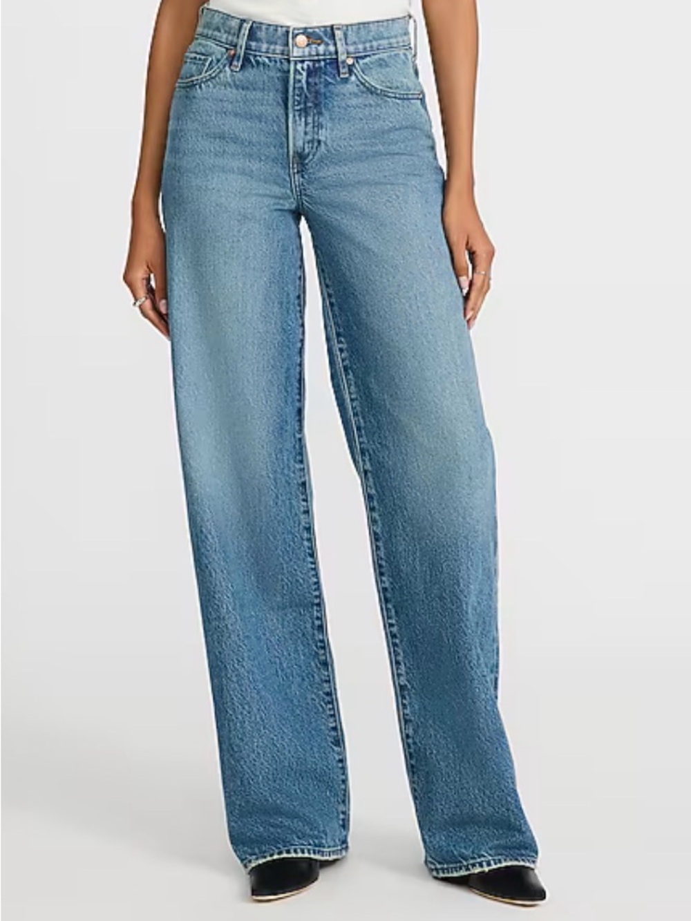 Express Light Blue High-Rise Wide-Leg  50/50 Rigid Stretch Jeans